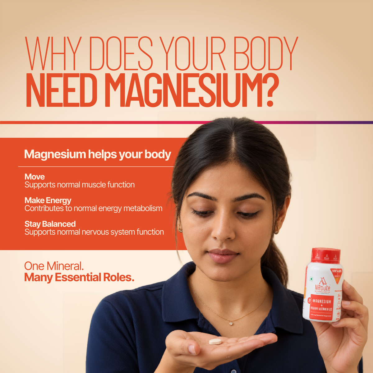 NRoute Magnesium + Vegan Vitamin D3