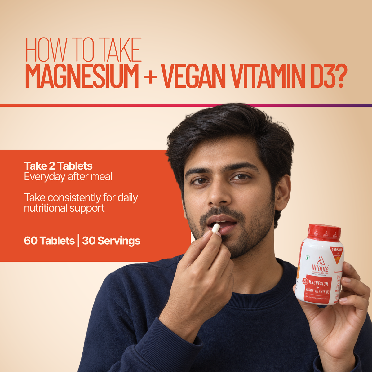 NRoute Magnesium + Vegan Vitamin D3